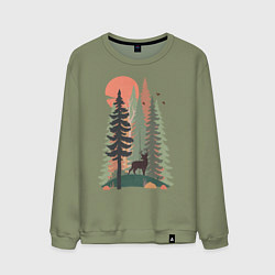 Свитшот хлопковый мужской Forest Adventure, цвет: авокадо