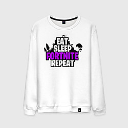 Свитшот хлопковый мужской Eat, Sleep, Fortnite, Repeat, цвет: белый