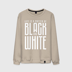 Свитшот хлопковый мужской Juventus: Black & White, цвет: миндальный