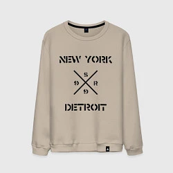 Свитшот хлопковый мужской NY Detroit, цвет: миндальный