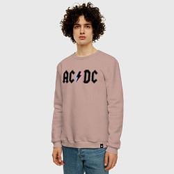 Свитшот хлопковый мужской AC/DC, цвет: пыльно-розовый — фото 2