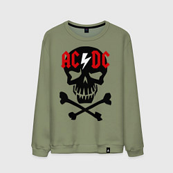 Свитшот хлопковый мужской AC/DC Skull, цвет: авокадо