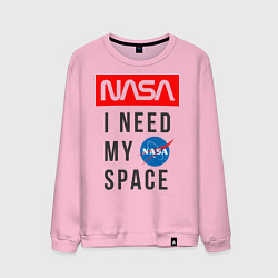 Свитшот хлопковый мужской Nasa i need my space, цвет: светло-розовый