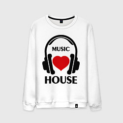 Свитшот хлопковый мужской House Music is Love, цвет: белый