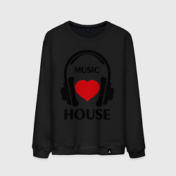 Свитшот хлопковый мужской House Music is Love, цвет: черный