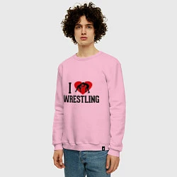 Свитшот хлопковый мужской I love wrestling, цвет: светло-розовый — фото 2