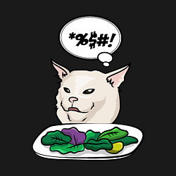 Свитшот хлопковый мужской Woman yelling at a cat meme, цвет: черный — фото 2