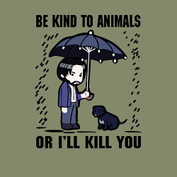 Свитшот хлопковый мужской Be kind to animals or I'll kil, цвет: авокадо — фото 2