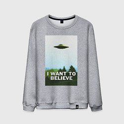 Свитшот хлопковый мужской I WANT TO BELIEVE, цвет: меланж