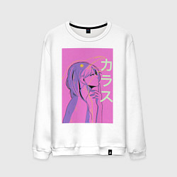 Свитшот хлопковый мужской Vaporwave anime art, цвет: белый
