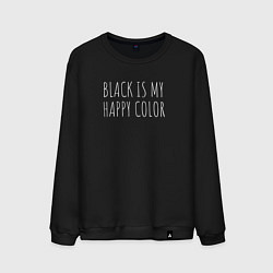 Свитшот хлопковый мужской BLACK IS MY HAPPY COLOR, цвет: черный