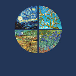 Свитшот хлопковый мужской Ван Гог Картины, цвет: тёмно-синий — фото 2