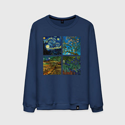 Свитшот хлопковый мужской Ван Гог картины, цвет: тёмно-синий