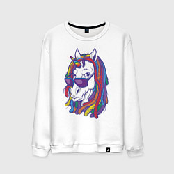 Свитшот хлопковый мужской Rasta Unicorn, цвет: белый