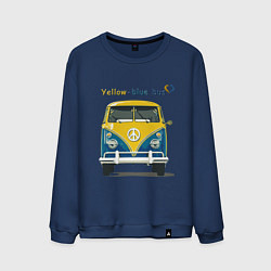 Свитшот хлопковый мужской Я люблю вас Yellow-blue bus, цвет: тёмно-синий