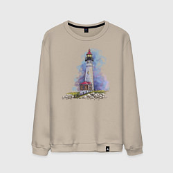 Свитшот хлопковый мужской Crisp Point Lighthouse, цвет: миндальный