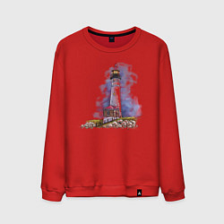 Свитшот хлопковый мужской Crisp Point Lighthouse, цвет: красный