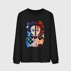 Свитшот хлопковый мужской KIMETSU NO YAIBA, цвет: черный