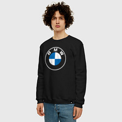 Свитшот хлопковый мужской BMW LOGO 2020, цвет: черный — фото 2