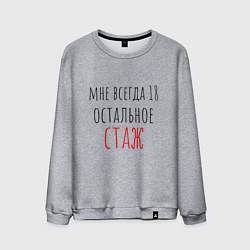 Свитшот хлопковый мужской Мне всегда 18,остальное - стаж, цвет: меланж