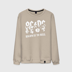 Свитшот хлопковый мужской ACDC Highway to Hell, цвет: миндальный