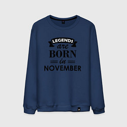 Свитшот хлопковый мужской Legends are born in November, цвет: тёмно-синий