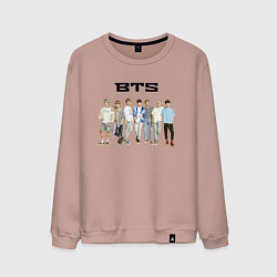 Свитшот хлопковый мужской BTS группа, цвет: пыльно-розовый