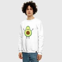 Свитшот хлопковый мужской Милый авокадо, цвет: белый — фото 2