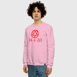 Свитшот хлопковый мужской HIM LOGO RED, цвет: светло-розовый — фото 2