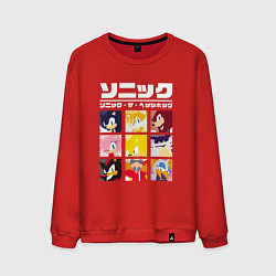 Свитшот хлопковый мужской Японский Sonic, цвет: красный