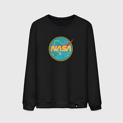 Свитшот хлопковый мужской NASA винтажный логотип, цвет: черный