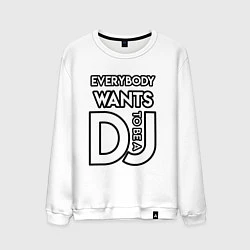 Свитшот хлопковый мужской Everybody Wants to be a Dj, цвет: белый