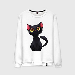 Свитшот хлопковый мужской Черный котенок, цвет: белый