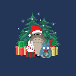 Свитшот хлопковый мужской New Year Totoro, цвет: тёмно-синий — фото 2