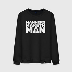 Свитшот хлопковый мужской Manners maketh man, цвет: черный