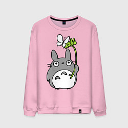 Свитшот хлопковый мужской Totoro и бабочка, цвет: светло-розовый