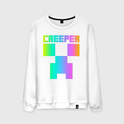Свитшот хлопковый мужской MINECRAFT CREEPER, цвет: белый
