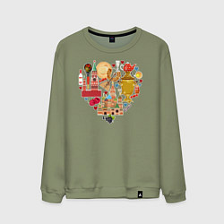 Свитшот хлопковый мужской LOVE RUSSIA, цвет: авокадо