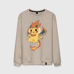 Свитшот хлопковый мужской Покемон ПИКАЧУ, цвет: миндальный