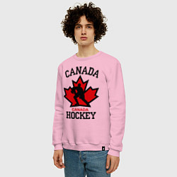 Свитшот хлопковый мужской Canada Hockey, цвет: светло-розовый — фото 2