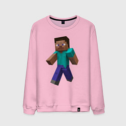Свитшот хлопковый мужской Minecraft персонаж, цвет: светло-розовый