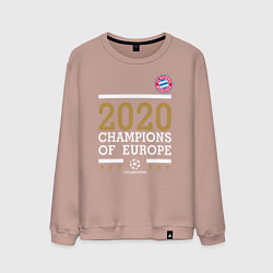 Свитшот хлопковый мужской FC Bayern Munchen Champions of Europe 2020, цвет: пыльно-розовый