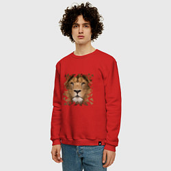 Свитшот хлопковый мужской Лев, цвет: красный — фото 2