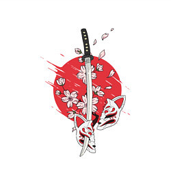 Свитшот хлопковый мужской Катана на фоне сакуры Z, цвет: белый — фото 2