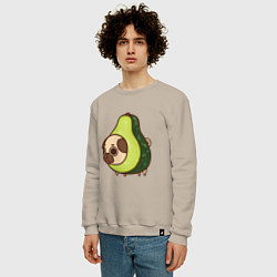 Свитшот хлопковый мужской Мопс-авокадо, цвет: миндальный — фото 2
