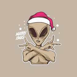 Свитшот хлопковый мужской Alien Santa, цвет: миндальный — фото 2