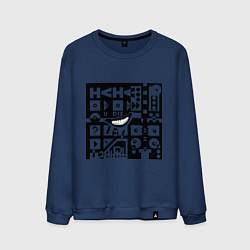 Свитшот хлопковый мужской Загадочная улыбка, цвет: тёмно-синий