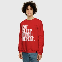 Свитшот хлопковый мужской EAT SLEEP PENTAKILL REPEAT, цвет: красный — фото 2