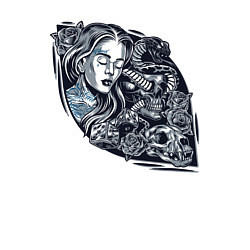 Свитшот хлопковый мужской Девушка и черепа, цвет: белый — фото 2