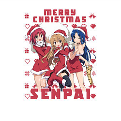 Свитшот хлопковый мужской MERRY CHRISTMAS SENPAI, цвет: белый — фото 2